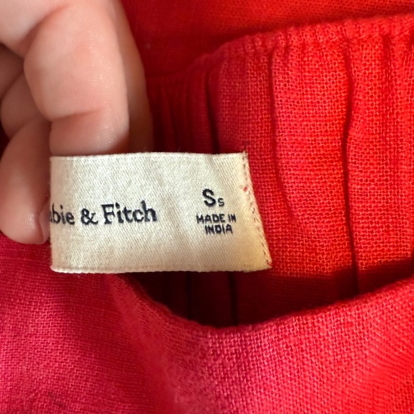 Abercrombie & Fitch A&F Linen Blend Pants Ultra High Rise Wide Leg Pink Sz Small - Picture 7 of 8